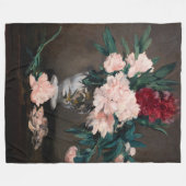 Edouard Manet – 小台座に牡丹の花瓶 フリースブランケット (正面(横))