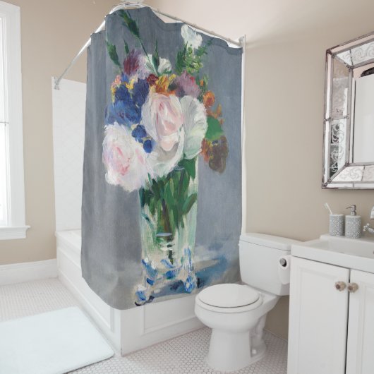 Edouard Manet – 水晶の花瓶の花 シャワーカーテン (インサイチュ)