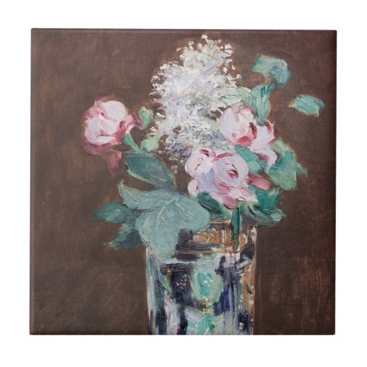 Edouard Manet – 水晶の花瓶の花 タイル (正面)