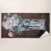 Edouard Manet – 水晶の花瓶の花 ビーチタオル (正面)