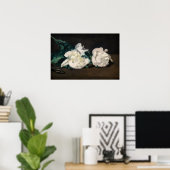 Edouard Manet – 白い牡丹の枝, Secateur ポスター (ホームオフィス)