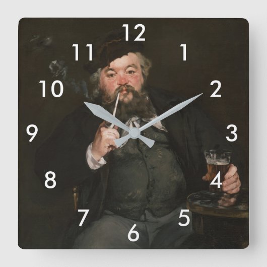 Edouard Manet - A Good Glass of Beer / Le bon bock スクエア壁時計 (正面)