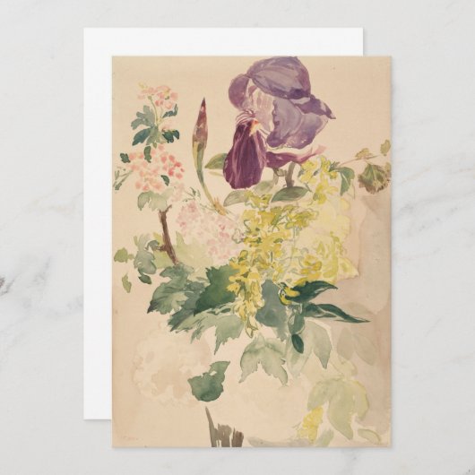 Edouard Manet - Flower Piece with Iris, Laburnum, 招待状 (正面/裏面)
