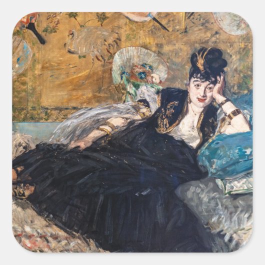 Edouard Manet - Lady with Fans スクエアシール (正面)