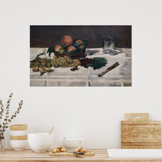 Edouard Manet - Still Life, Fruits on a Table ポスター (キッチン)