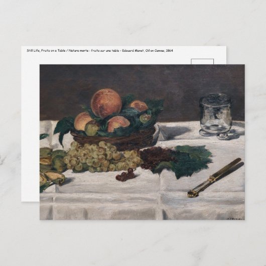 Edouard Manet - Still Life, Fruits on a Table ポストカード (正面/裏面)