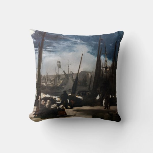 Edouard Manet - The Port of Bourne by Moonlight クッション (正面)