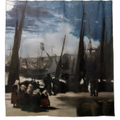 Edouard Manet - The Port of Bourne by Moonlight シャワーカーテン (正面)
