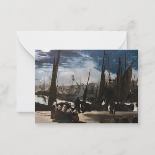Edouard Manet - The Port of Bourne by Moonlight ノートカード (正面)