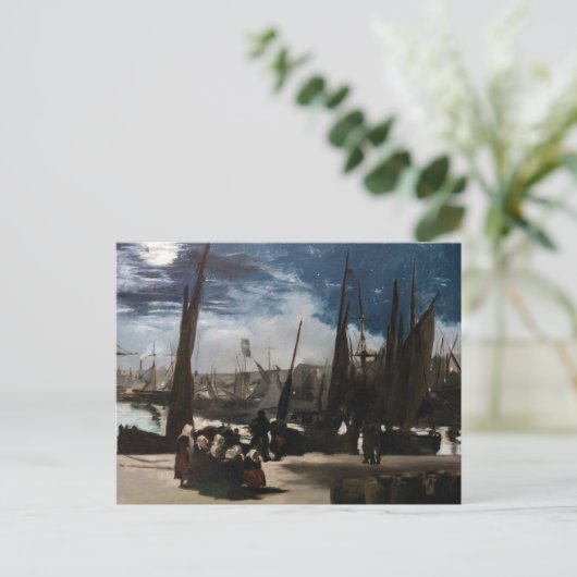 Edouard Manet - The Port of Bourne by Moonlight ポストカード (スタンド正面)