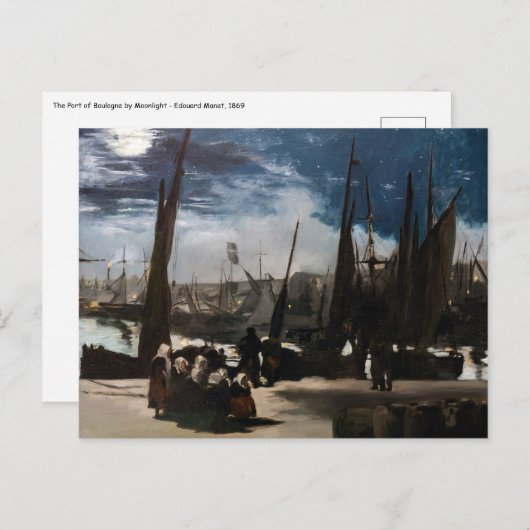 Edouard Manet - The Port of Bourne by Moonlight ポストカード (正面/裏面)