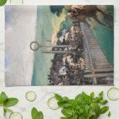 Edouard Manet - The Races at Longchamp キッチンタオル (折り畳み)