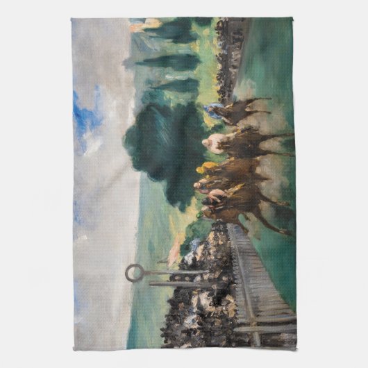 Edouard Manet - The Races at Longchamp キッチンタオル (縦)