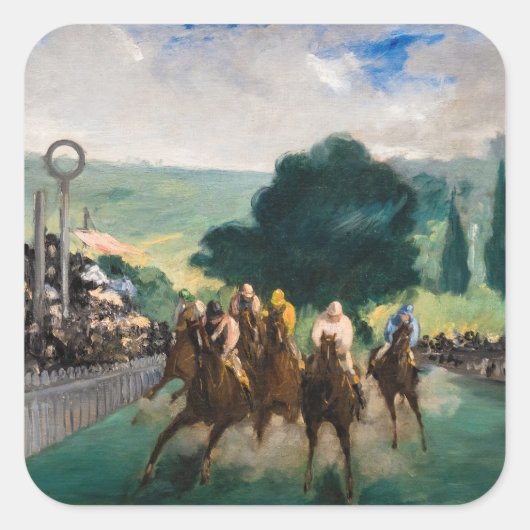 Edouard Manet - The Races at Longchamp スクエアシール (正面)