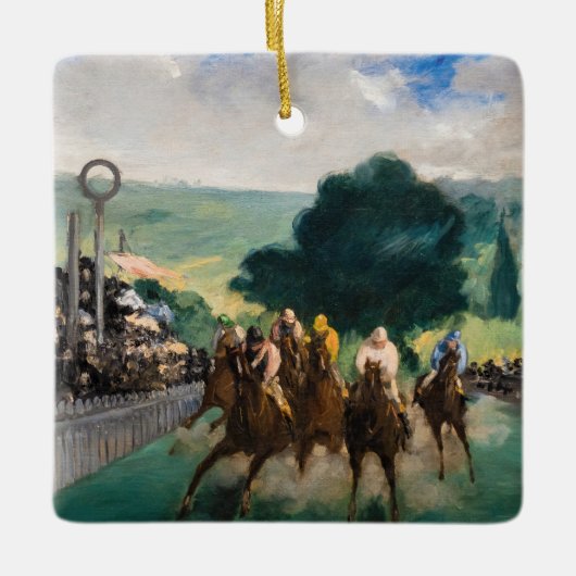 Edouard Manet - The Races at Longchamp セラミックオーナメント (正面)