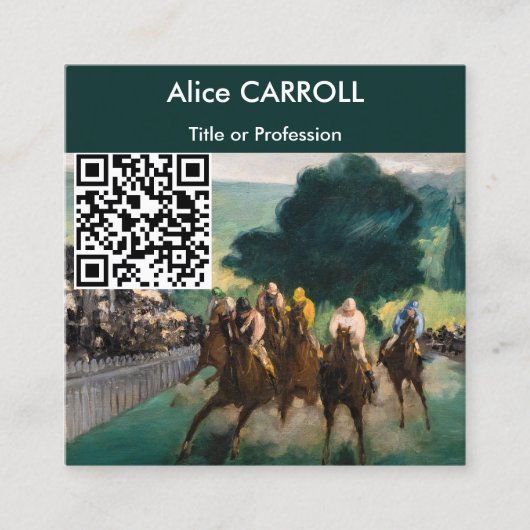Edouard Manet - The Races at Longchamp - QR Code スクエア名刺 (正面)