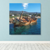 Edro III難破船パホス、キプロス キャンバスプリント (インサイチュ (ウッドフロア))