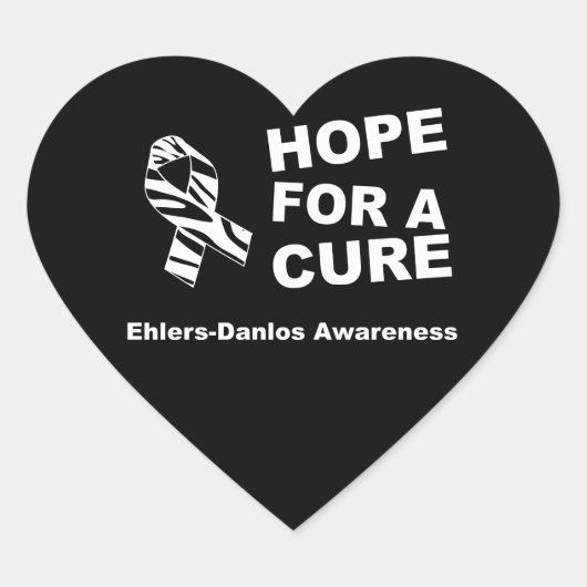 EDS Hope for a Cure Zebra Ribbonハートシール ハートシール (正面)