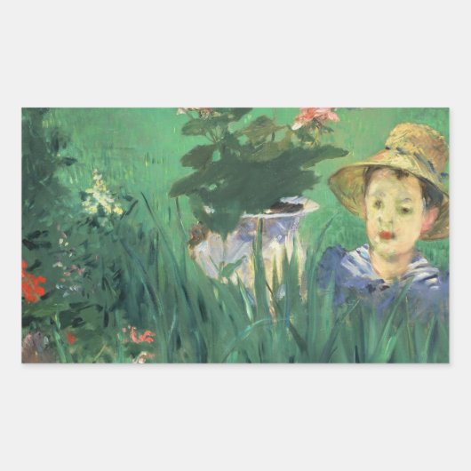 Eduard Manet - Boy in Flowers 長方形シール (正面)