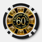 Eduardo P 60thデイ金ゴールドブラックトランプのポーカーチップ ポーカーチップ (裏面)