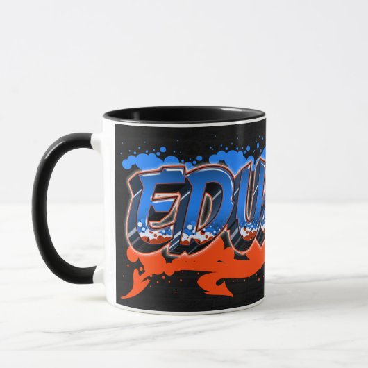 Eduardo Vorname Name Graffiti blue orange Tasse マグカップ (左)