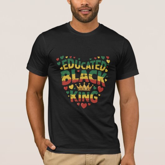 Educated Black King | アフロプチドの引用 | ブラック Tシャツ (正面)