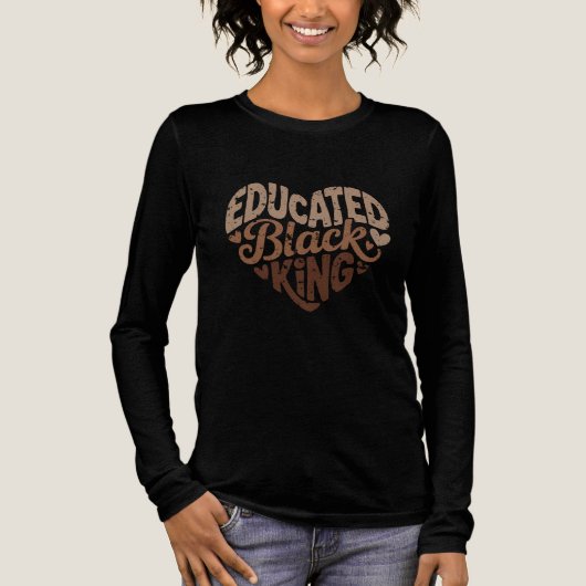 Educated Black King | Afro Pride Quote | Black トライブレンドＴシャツ (正面)