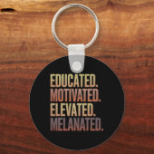 Educated Motivated Elevated Melanated Black Histor キーホルダー (正面)