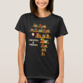 Education Freedom Africa Map Bookshelf Black Histo Tシャツ (正面)
