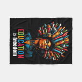 Education Is Dom Black Teacher Books Black History フリースブランケット (正面(横))