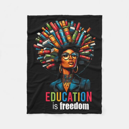 Education Is Dom Black Teacher Books Black History フリースブランケット (正面)