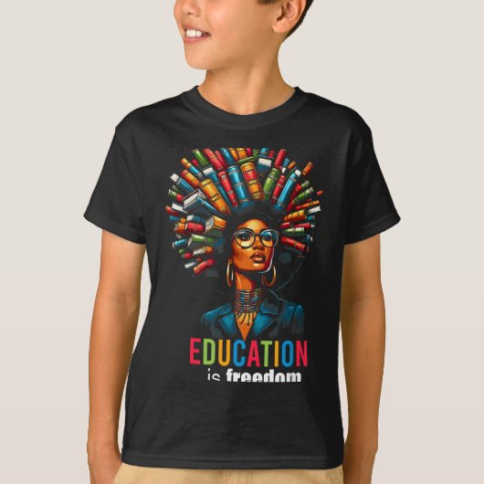 Education Is Dom Black Teacher Books Black History Tシャツ (正面)