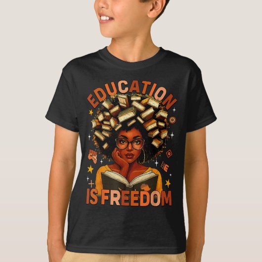 Education Is Dom Black Teacher Books Black History Tシャツ (正面)