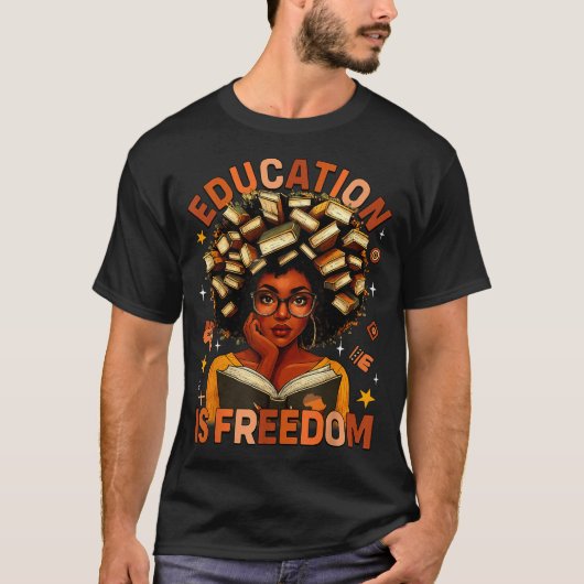 Education Is Dom Black Teacher Books Black History Tシャツ (正面)