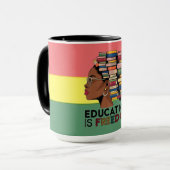 Education Is Freedom Afro Profile Design マグカップ (正面左)