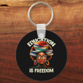 Education Is Freedom Black Teacher Books Black His キーホルダー (正面)