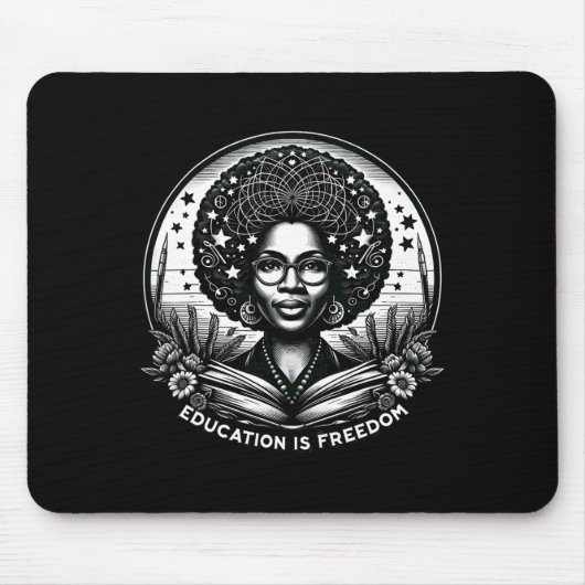 Education Is Freedom Black Teacher Books Black His マウスパッド (正面)