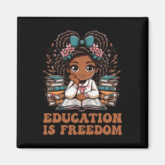 Education Is Freedom Book Reader Black History Mon マグネット (正面)