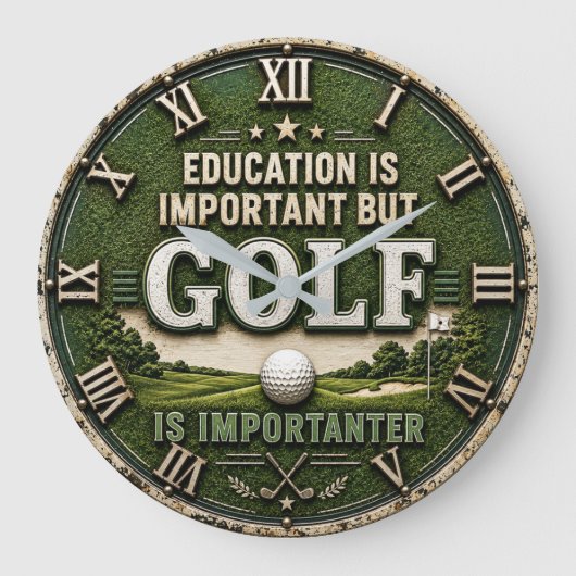 Education Is Important But Golf Is Importanter ラージ壁時計 (正面)
