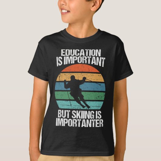 Education Is Important But Skiing Is Importanter F Tシャツ (正面)