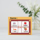 Educational Alphabet Letter A Flashcard for Kids ポストカード (スタンド正面)