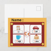 Educational Alphabet Letter C Flashcard for Kids  ポストカード (正面/裏面)