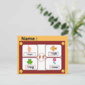 Educational Alphabet Letter F Flashcard for Kids ポストカード (スタンド正面)