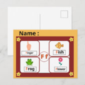 Educational Alphabet Letter F Flashcard for Kids ポストカード (正面/裏面)