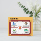 Educational Alphabet Letter I Flashcard for Kids  ポストカード (スタンド正面)