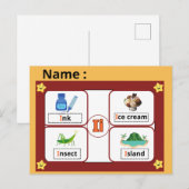 Educational Alphabet Letter I Flashcard for Kids  ポストカード (正面/裏面)