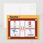 Educational Alphabet Letter J Flashcard for Kids ポストカード (正面/裏面)