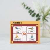 Educational Alphabet Letter K Flashcard for Kids  ポストカード (スタンド正面)