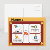 Educational Alphabet Letter K Flashcard for Kids  ポストカード (正面/裏面)