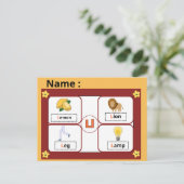 Educational Alphabet Letter L Flashcard for Kids  ポストカード (スタンド正面)